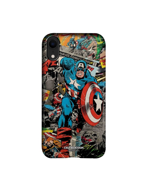 

CelfieDesign Black & Red Comic Captain America iPhone XR Slim Back Case