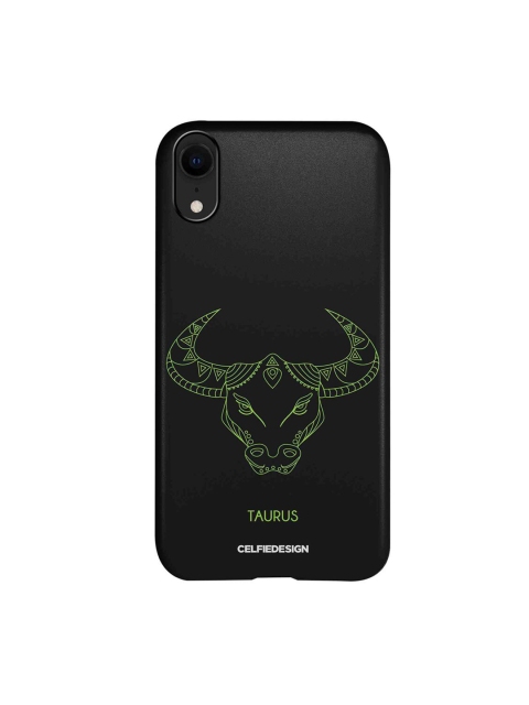

CelfieDesign Black & Green Taurus Printed iPhone XR Slim Back Case