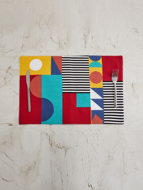

Home Centre Red & Yellow Geometric Printed Reversible Cotton Placemat