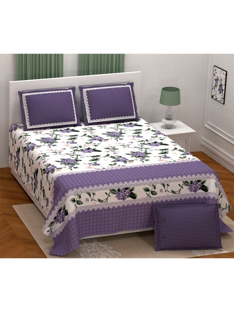 

Aura Navy Blue & White Floral 200 TC King Bedsheet with 2 Pillow Covers