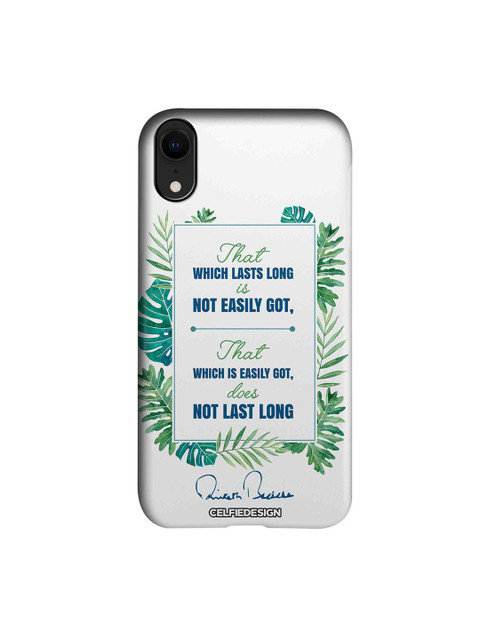

CelfieDesign White & Green Lasts Long AB Quotes Printed iPhone XR Back Case