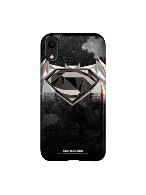 

CelfieDesign Black & Grey Men Of Steel Superhero Logo Printed iPhone XR Slim Back Case