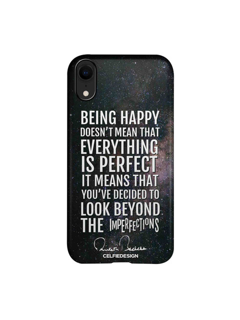 

CelfieDesign Black Being Happy AB Quotes with Signature iPhone XR Slim Back Case