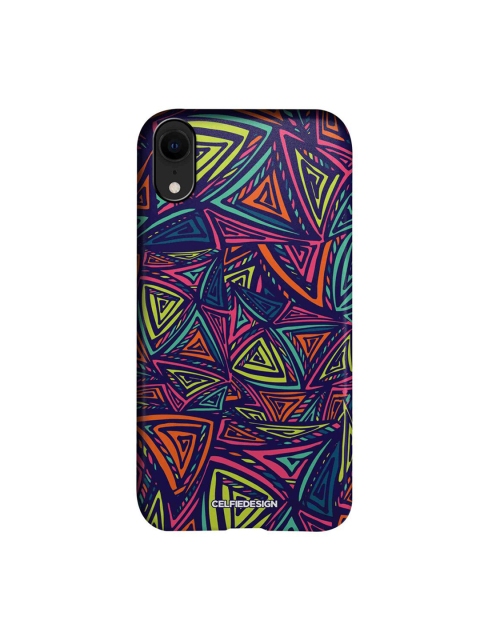 

CelfieDesign Multi-Coloured Neon Angles Geometric Printed iPhone XR Slim Back Case