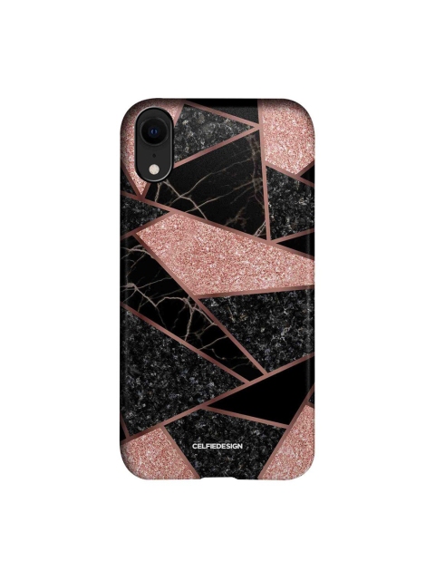 

CelfieDesign Black & Peach-Coloured Marble New York iPhone XR Slim Back Case