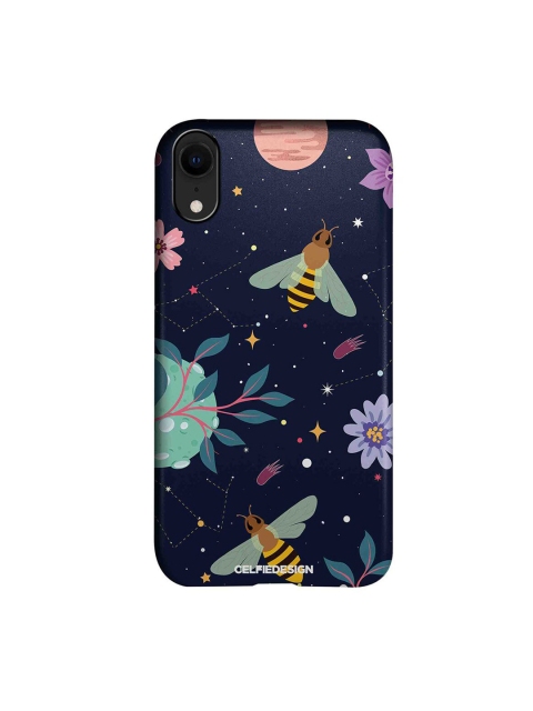 

CelfieDesign Navy Blue & Mint Green Space Bees Conversational iPhone XR Slim Back Case