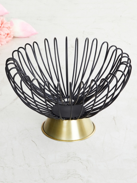 

Home Centre Black & Gold-Toned Fiesta Round Metal Decorative Small Bowl
