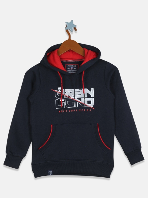 

Monte Carlo Boys Navy Blue Printed Hooded Sweatshirt