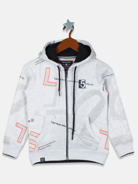 

Monte Carlo Boys Off White Printed Hooded Sweatshirt