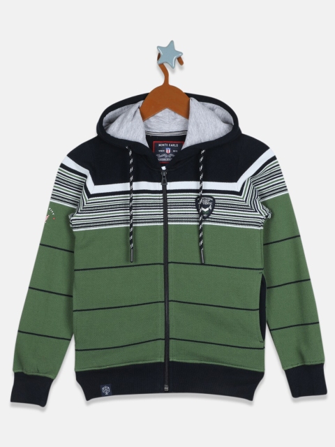 

Monte Carlo Boys Green Striped Hooded Sweatshirt