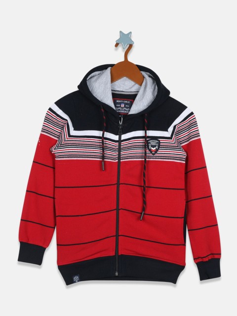 

Monte Carlo Boys Red Striped Hooded Sweatshirt