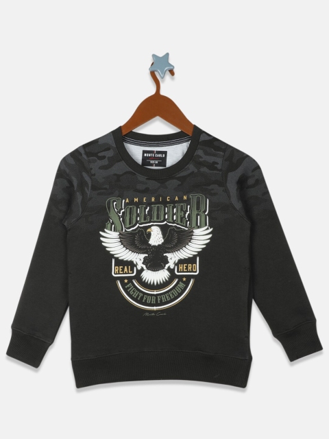 

Monte Carlo Boys Olive Green & Grey Graphic Printed Sweatshirt