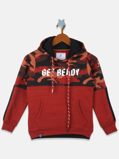 

Monte Carlo Boys Rust Orange & Black Camouflage Printed Hooded Sweatshirt