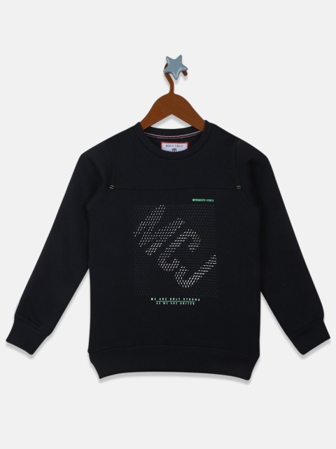 

Monte Carlo Boys Black Typography Printed Sweatshirt