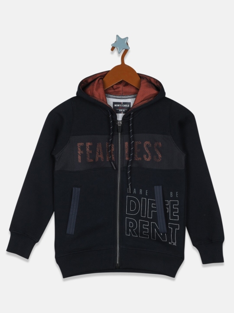 

Monte Carlo Boys Navy Blue Printed Hooded Sweatshirt