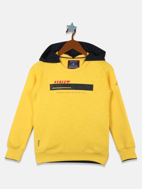 

Monte Carlo Boys Yellow Printed Hooded Sweatshirt