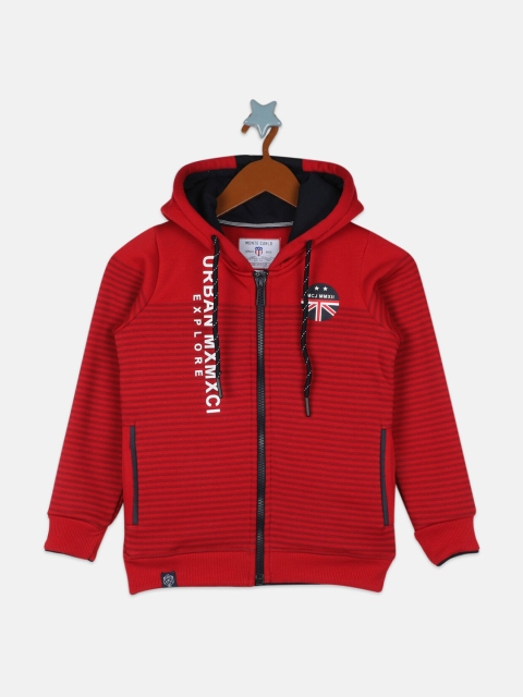

Monte Carlo Boys Red Printed Hooded Front-Open Sweatshirt
