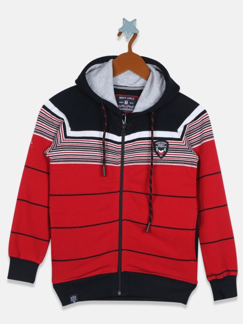 

Monte Carlo Boys Red Striped Hooded Sweatshirt