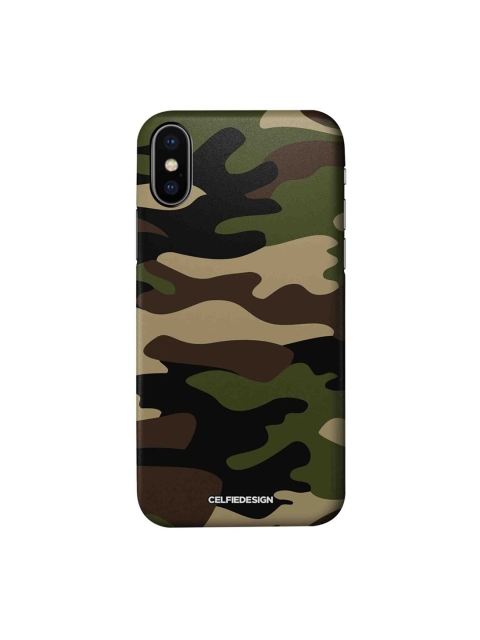 

CelfieDesign Green & Black Camo Military Printed iPhone XS Slim Back Case