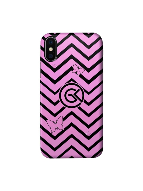 

CelfieDesign Pink & Black Geometric Waves Printed iPhone XS Slim Back Case