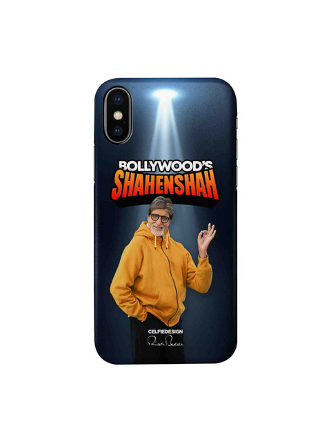

CelfieDesign Blue & Yellow Bollywoods Shahenshah Printed iPhone Xs Slim Back Case, Navy blue