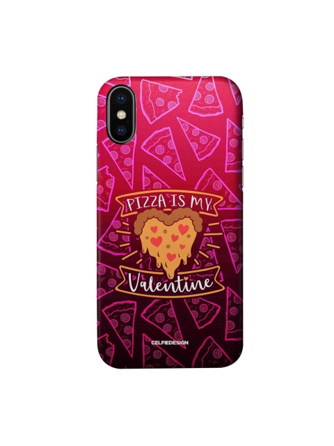 

CelfieDesign Pink & Brown Pizza Is My Valentine Printed iPhone Xs Slim Back Case