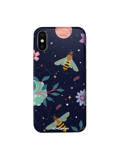 

CelfieDesign Navy Blue & Green Space Bees Conversational Printed iPhone XS Slim Back Case