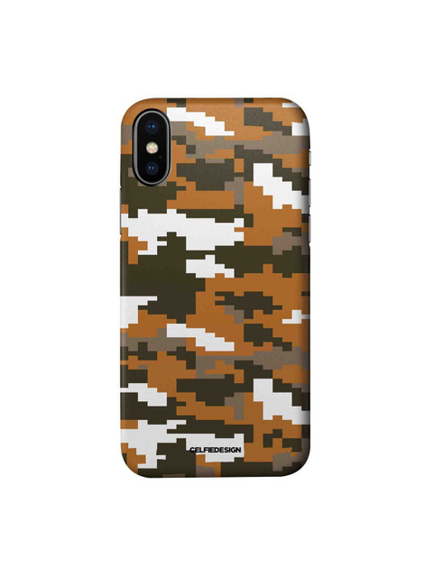 

CelfieDesign Tan Brown & White Camouflage Pixel Abstract Printed iPhone XS Slim Back Case