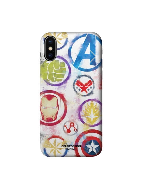 

CelfieDesign White & Blue Avengers Icons Graffiti Printed iPhone Xs Slim Back Case