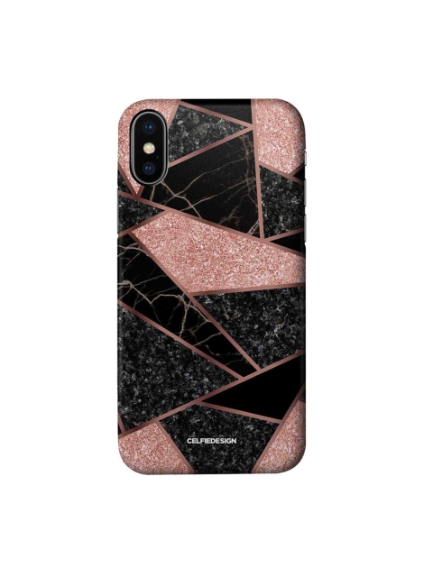 

CelfieDesign Black & Pink Marble New York Geometric Printed iPhone XS Slim Back Case