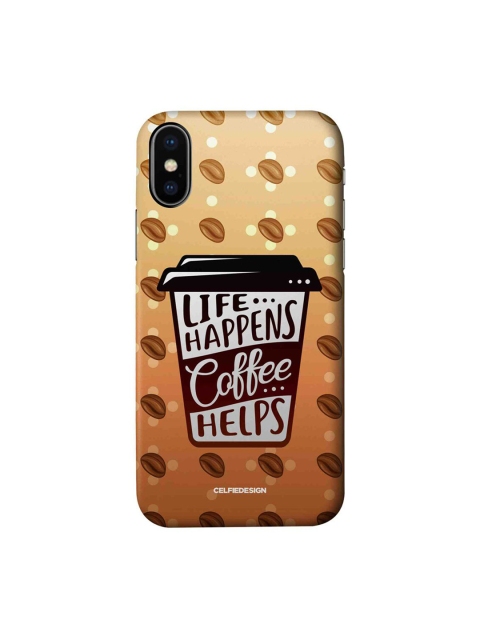 

CelfieDesign Brown & White Life Happens Coffee Helps iPhone XS Slim Back Case