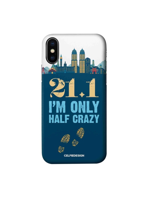 

CelfieDesign Teal Blue & White Half Crazy Printed iPhone Xs Slim Back Case