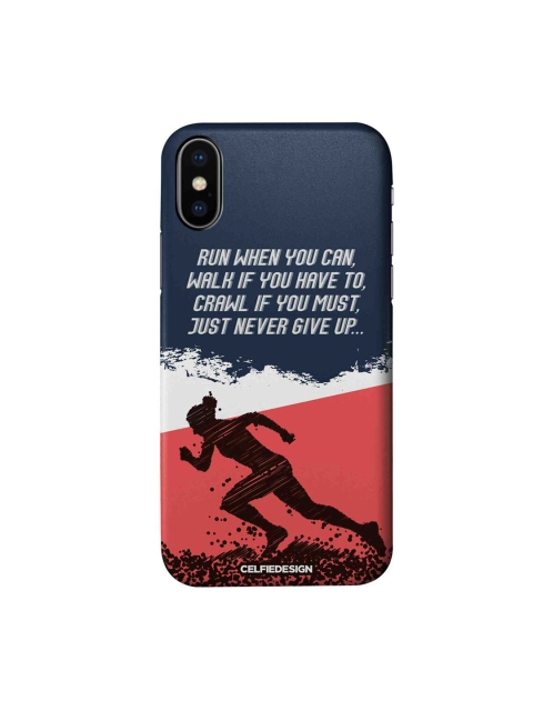 

CelfieDesign Navy Blue & Red Running Motivation Printed iPhone Xs Slim Back Case