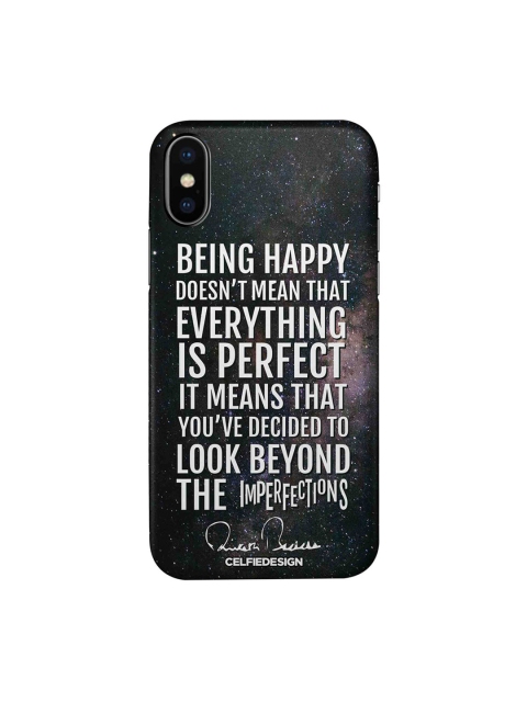 

CelfieDesign Black & White Being Happy AB Quotes Printed iPhone Xs Slim Back Case