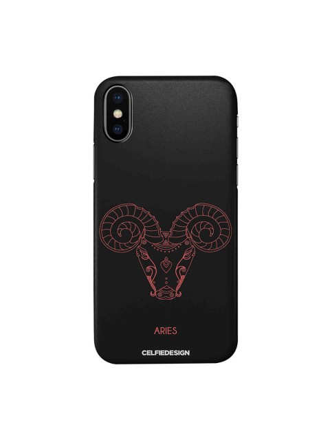

CelfieDesign Black & Peach-Pink Aries Sign Quirky Printed iPhone XS Slim Back Case
