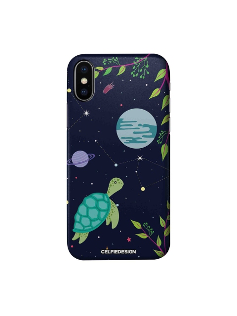 

CelfieDesign Navy Blue & Green Space Turtle Conversational Print iPhone XS Slim Back Case