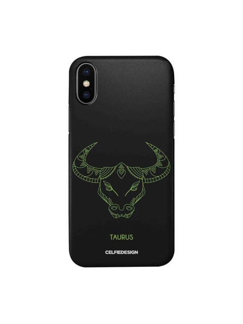 

CelfieDesign Black & Green Taurus iphone XS Slim Back Case