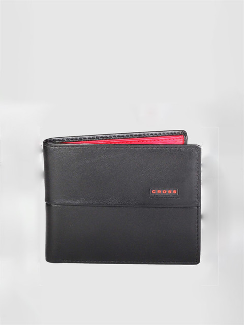 

Cross Men Black & Red Solid Two Fold Leather Wallet