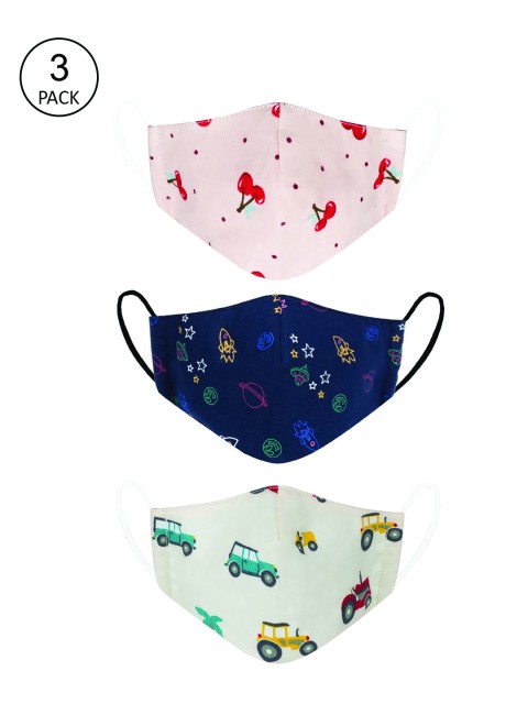 

VEA Pack of 3 Pink & Black Printed 3-Ply & 5-Layered Reusable Outdoor Cloth Masks