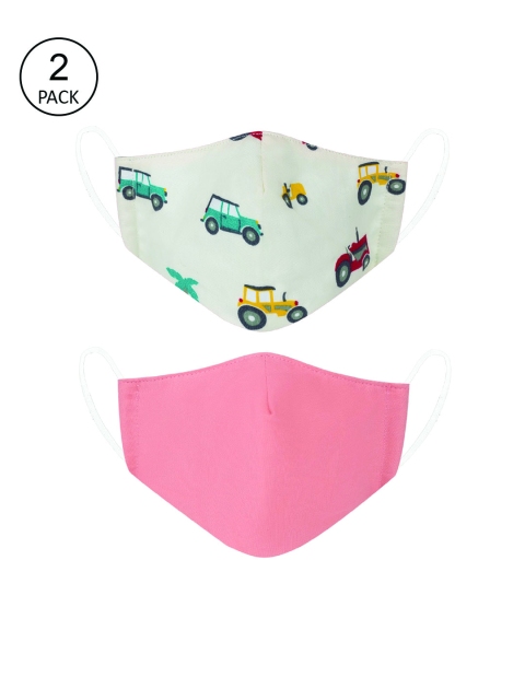 

VEA Pack of 2 Printed 3-Ply 5-Layered Reusable Outdoor Cloth Masks, White