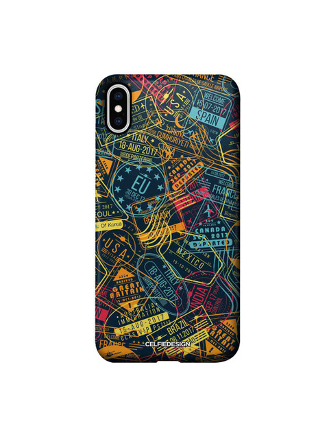 

CelfieDesign Multi-Coloured Printed Immigration Stamps Neon iPhone 11 Pro Slim Back Case
