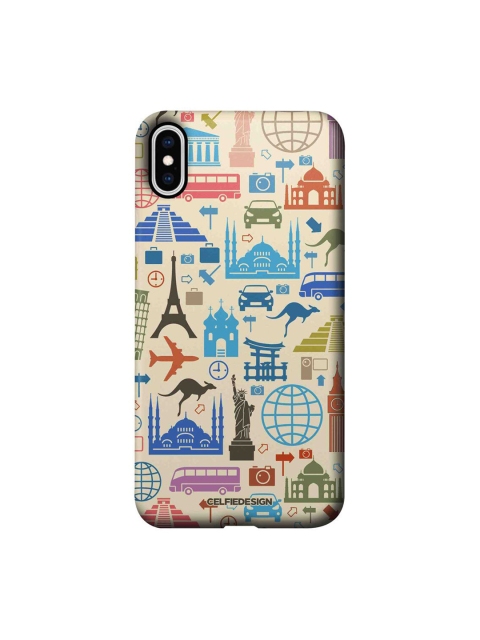 

CelfieDesign Beige & Blue Printed Plastic iPhone XS Max Pro Slim Back Case