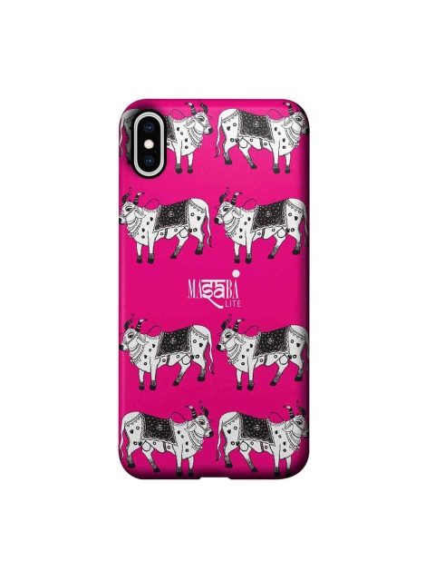 

CelfieDesign Pink & White Masaba Cow Print iPhone XS Max Slim Back Case