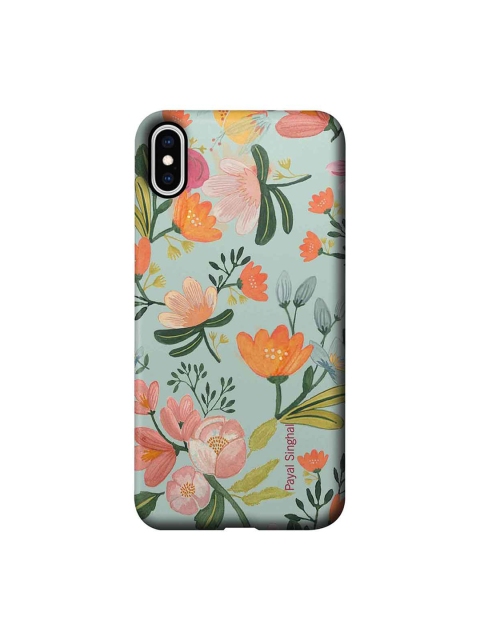 

CelfieDesign Blue & Pink Payal Singhal Aqua Handpainted Flower Printed iPhone Xs Max Slim Back Case