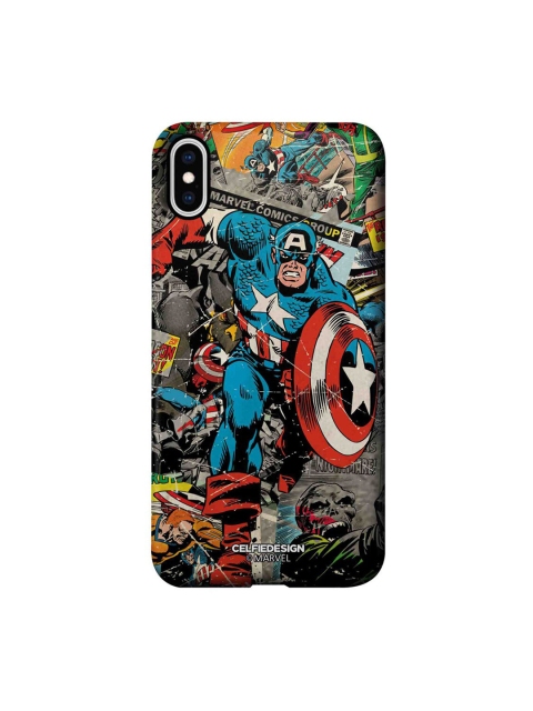 

CelfieDesign Multi-Coloured Comic Captain America iPhone XS Max Slim Back Case