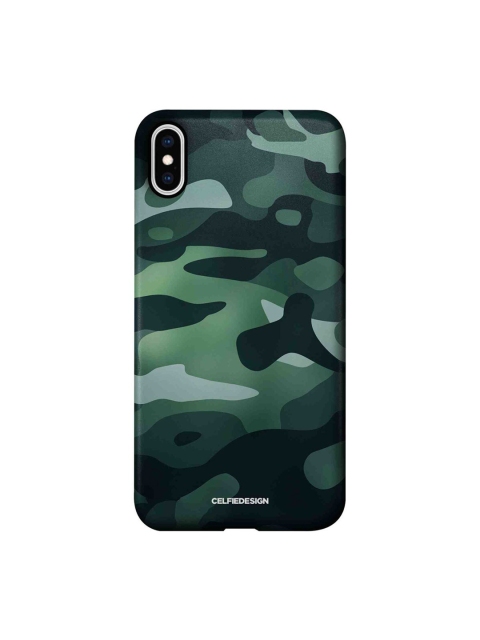 

CelfieDesign Green & Black Printed Plastic iPhone XS Max Slim Back Case