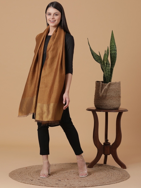 

SHINGORA Women Mustard-Yellow & Gold-Coloured Woven-Design Shawl