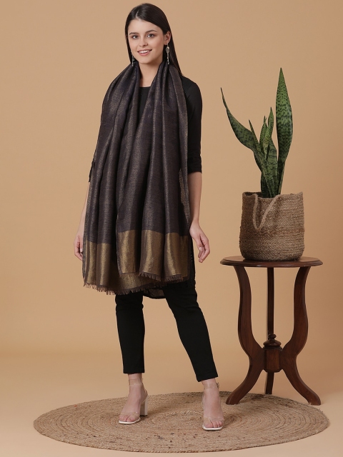 

SHINGORA Women Navy Blue & Gold-Coloured Woven-Design Shawl