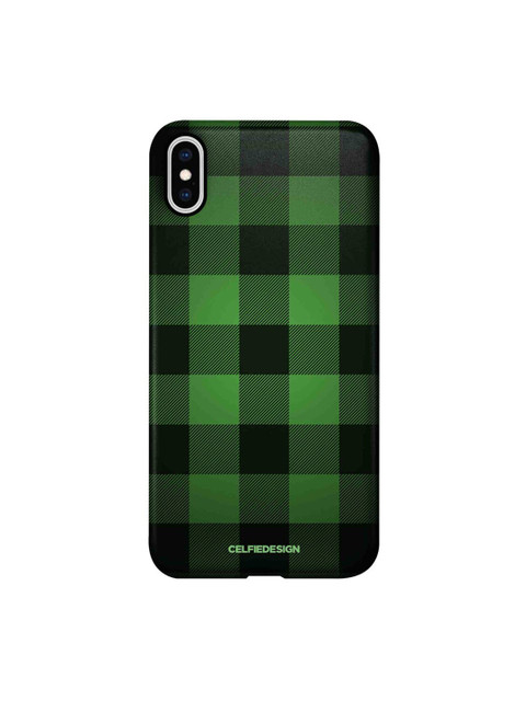 

CelfieDesign Green & Black Checkmate iPhone XS Max Slim Back Case