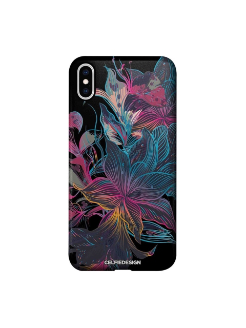 

CelfieDesign Black & Blue Neon Flowers iPhone XS Max Slim Back Case